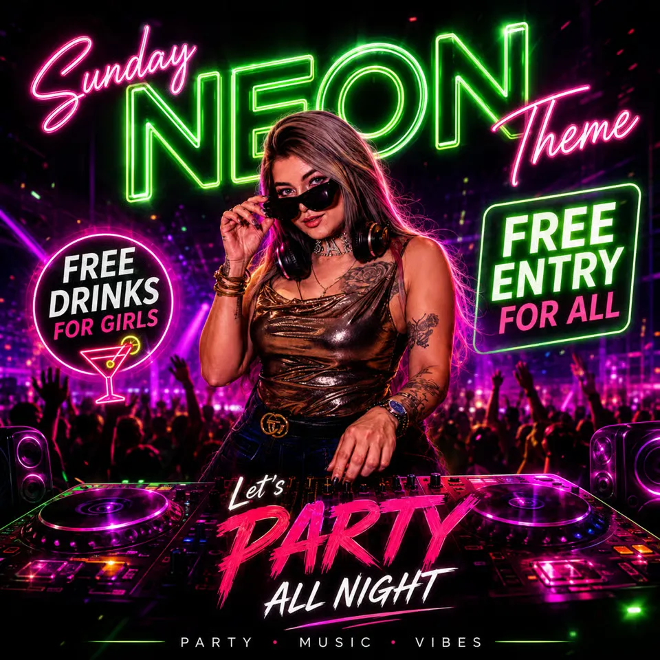 A Neon Theme Night at Drava Pub