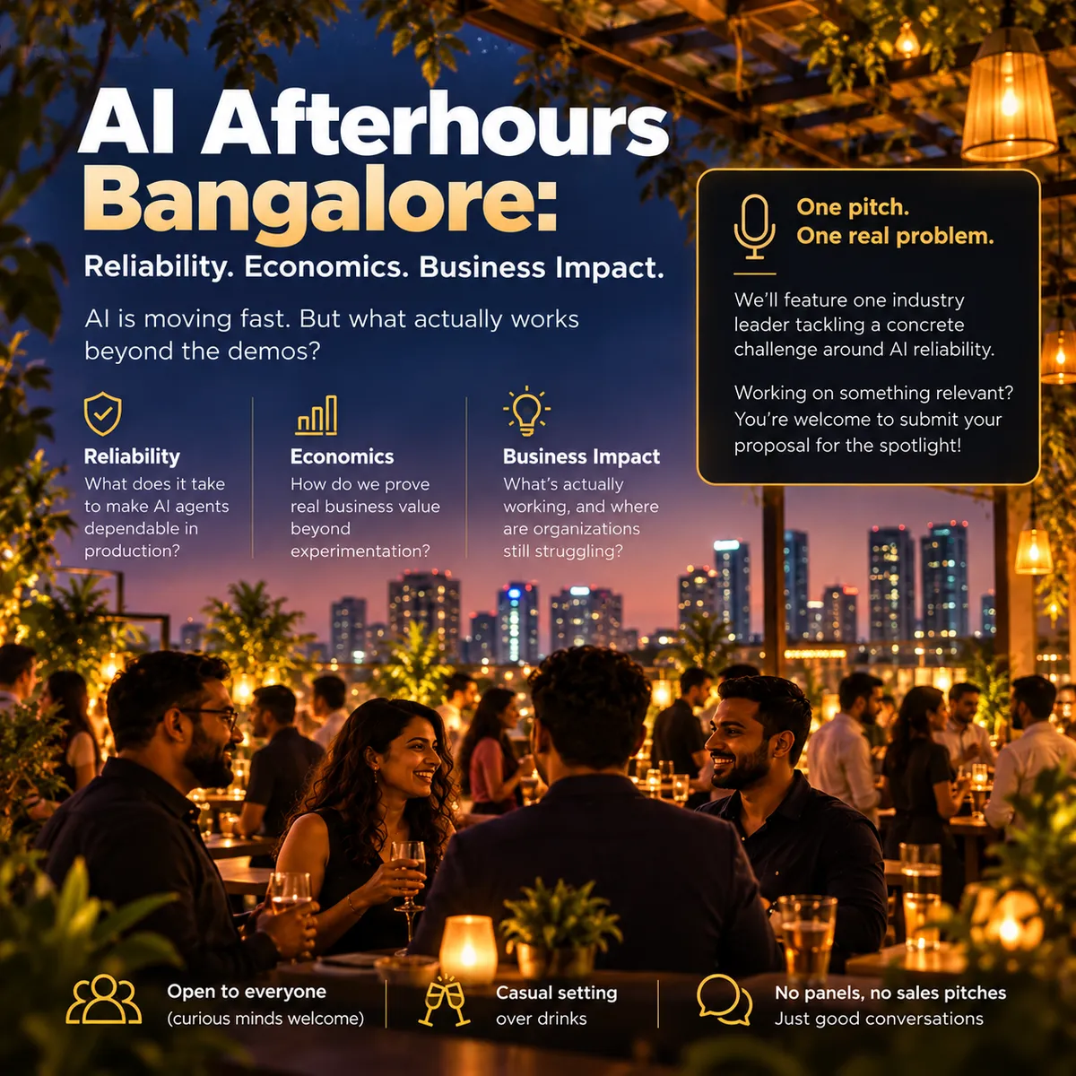 AI Afterhours Bangalore: Reliability. Economics. Business Impact.