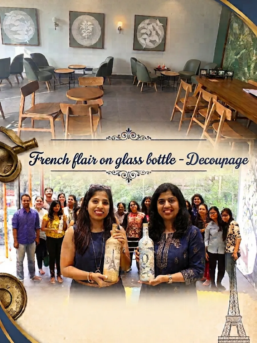 French Flair on Glass Bottle - Decoupage